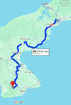 Trayecto de Ciudad de Panamá hacia Arimae